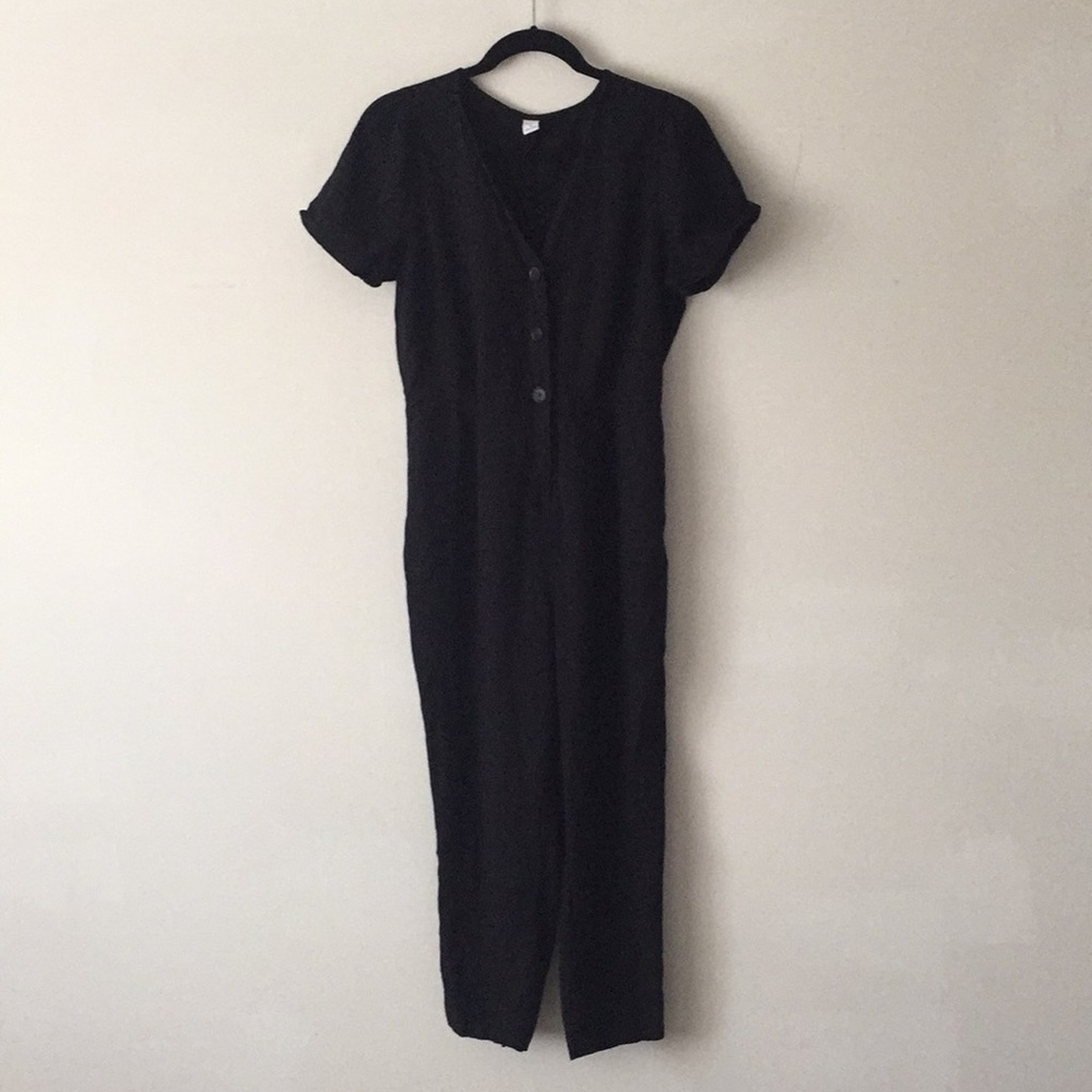CLOSET CLOSEOUT! Black Button Front Jumpsuit